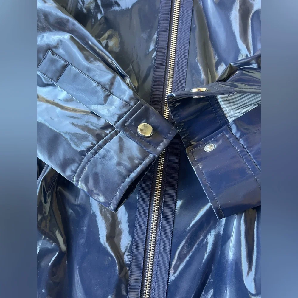 Jane Post Shiny Navy Hooded Utility Jacket - Picture 13 of 16